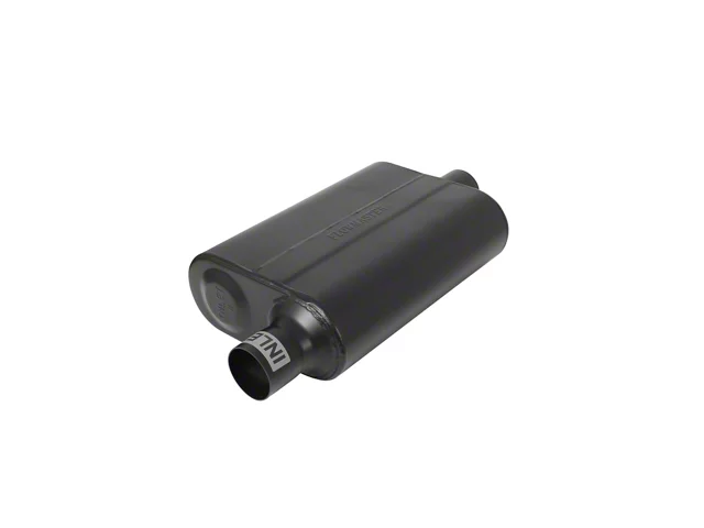 Flowmaster Super 44 performance muffler for a pickup truck, featuring a welded steel chambered design engineered to increase exhaust flow and deliver a deep, aggressive exhaust tone.