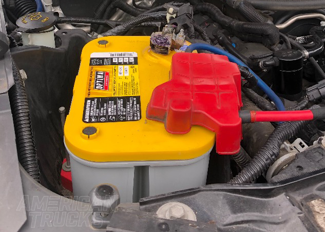 2014 F150 STX with a Yellow Top Optima Battery