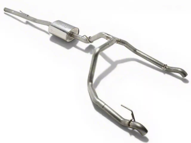 Borla Stinger S-Type cat-back exhaust system for a Chevrolet Silverado 1500, featuring stainless steel piping, a performance muffler, and dual rear-exit polished exhaust tips.