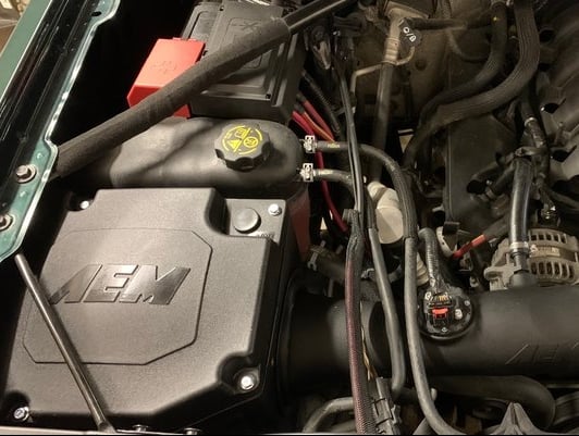 AEM cold air intake with mandrel-bent aluminum tube for trucks