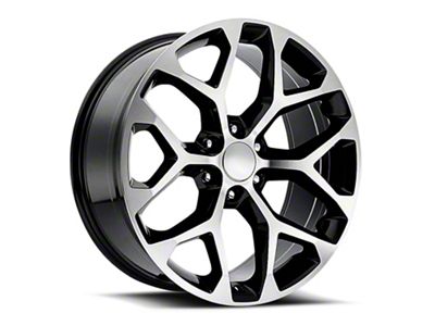 2014 Snowflake Replica Gloss Black Machined 6-Lug Wheel; 22x9; 24mm Offset (07-14 Tahoe)