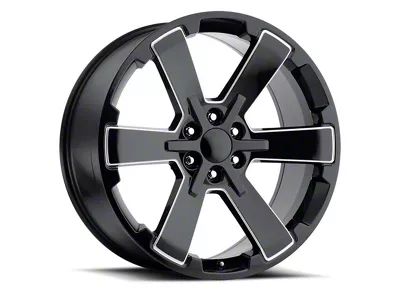 Dual Six Star Replica Gloss Black Ball Milled 6-Lug Wheel; 22x9; 24mm Offset (07-14 Tahoe)