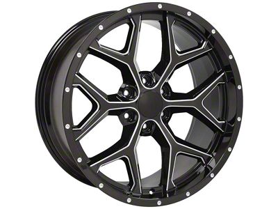 CV98 Gloss Black Milled 6-Lug Wheel; 22x9; 24mm Offset (14-18 Sierra 1500)