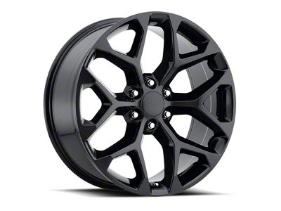 Chevy Snowflake Replica Gloss Black 6-Lug Wheel; 20x9; 27mm Offset (14-18 Silverado 1500)