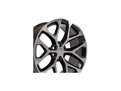 CV98B Black Machined 6-Lug Wheel; 24x10; 24mm Offset (14-18 Silverado 1500)