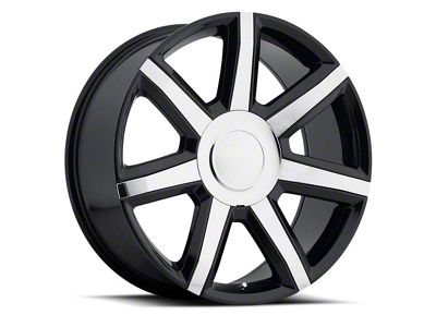 Escalade Luxury Replica Gloss Black With Chrome Inserts 6-Lug Wheel; 24x10; 31mm Offset (15-20 Tahoe)