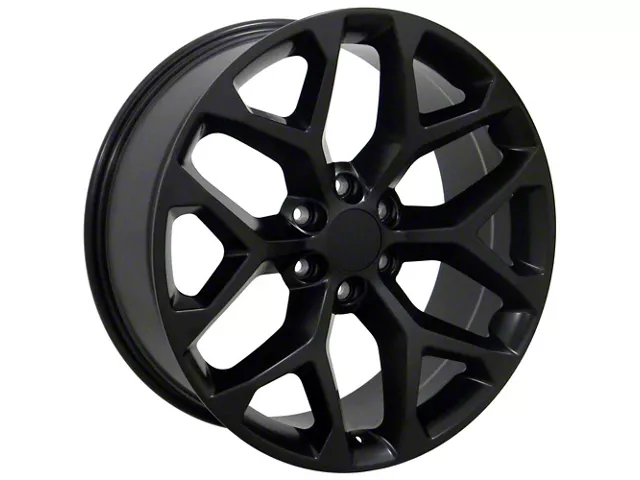 Snowflake Style Satin Black 6-Lug Wheel; 22x9; 24mm Offset (99-06 Sierra 1500)