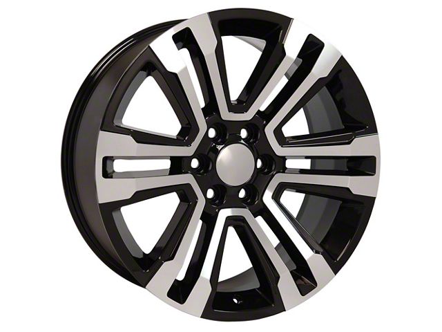 Denali Style Black Machined 6-Lug Wheel; 22x9; 24mm Offset (99-06 Silverado 1500)