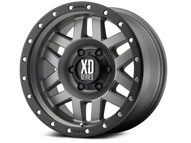 XD Machete Matte Gray with Black Ring 6-Lug Wheel; 18x9; 18mm Offset (07-13 Silverado 1500)