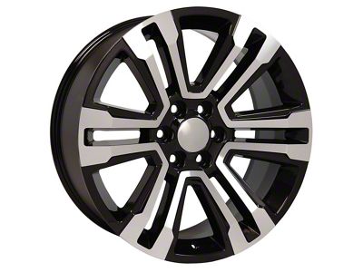 Denali Style Black Machined 6-Lug Wheel; 22x9; 24mm Offset (14-18 Silverado 1500)