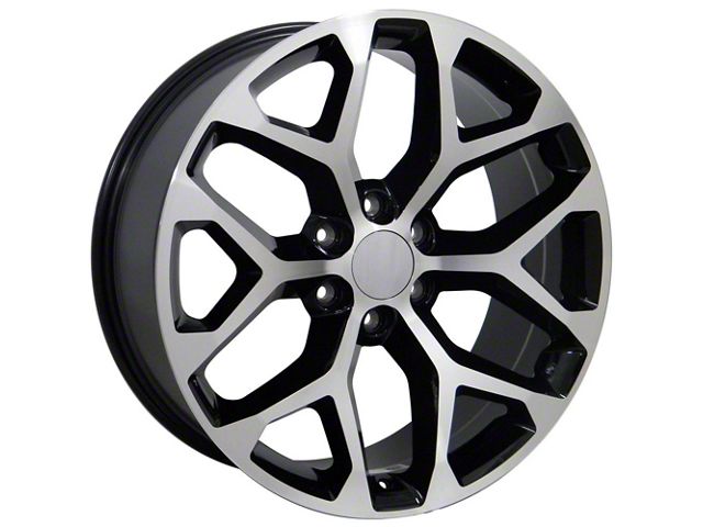 Snowflake Style Black Machined 6-Lug Wheel; 22x9; 24mm Offset (14-18 Silverado 1500)