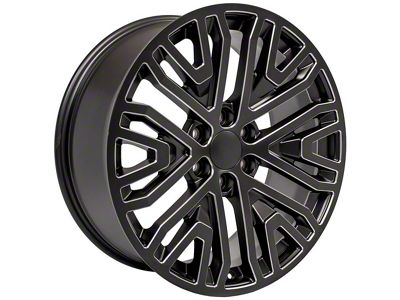 Next Gen Sierra Style Black Milled 6-Lug Wheel; 22x9; 28mm Offset (19-25 Sierra 1500)