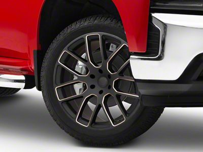 Black Rhino Kunene Matte Black Dart Tint Milled 6-Lug Wheel; 22x9.5; 25mm Offset (19-25 Silverado 1500)