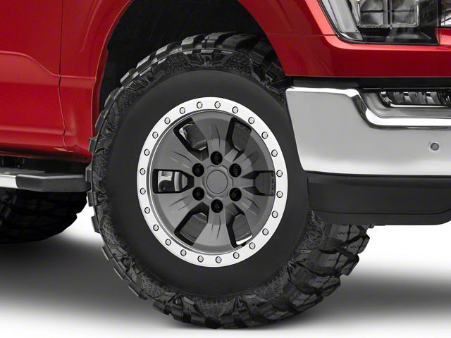 Gen2 Raptor Beadlock Style Charcoal 6-Lug Wheel; 17x8.5; 34mm Offset (21-24 F-150)