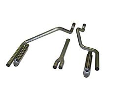 Aluminized Deep-Tone Dual Exhaust System with Stainless Blunt Tips; Rear Exit (02-05 3.7L RAM 1500)