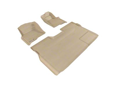 3D MAXpider KAGU Series All-Weather Custom Fit Front and Rear Floor Liners; Tan (09-10 F-150 SuperCrew w/ Single Floor Post)