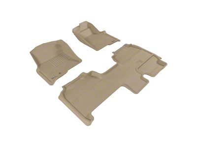 3D MAXpider KAGU Series All-Weather Custom Fit Front and Rear Floor Liners; Tan (09-10 F-150 SuperCab w/ Single Floor Post)