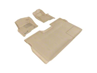 3D MAXpider KAGU Series All-Weather Custom Fit Front and Rear Floor Liners; Tan (10-14 F-150 SuperCrew w/ Dual Floor Posts)