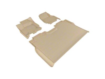 3D MAXpider KAGU Series All-Weather Custom Fit Front and Rear Floor Liners; Tan (15-24 F-150 SuperCrew)