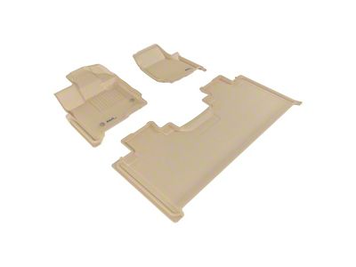 3D MAXpider KAGU Series All-Weather Custom Fit Front and Rear Floor Liners; Tan (15-25 F-150 SuperCab)