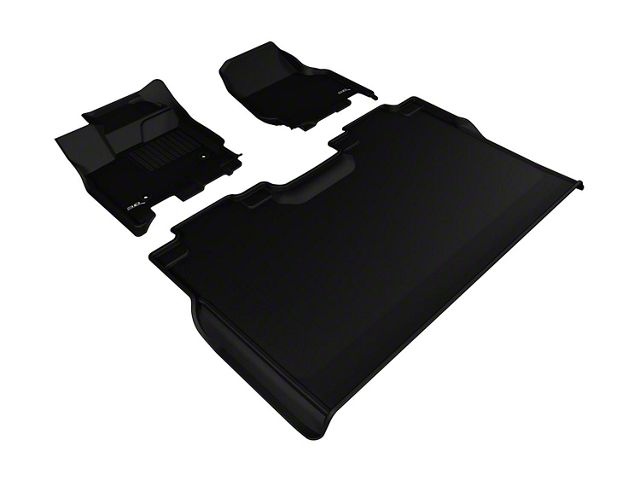 3D MAXpider KAGU Series All-Weather Custom Fit Front and Rear Floor Liners; Black (15-24 F-150 SuperCrew)