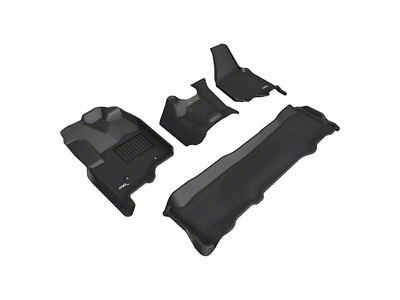 3D MAXpider KAGU Series All-Weather Custom Fit Front and Rear Floor Liners; Black (12-16 F-250 Super Duty SuperCrew w/ Front Bench Seat)