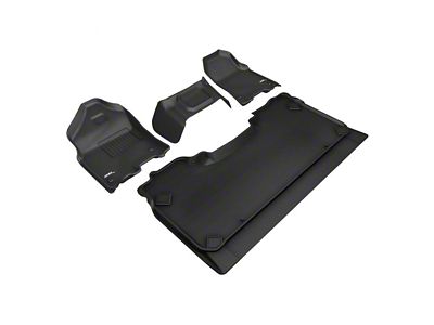 3D MAXpider KAGU Series All-Weather Custom Fit Front and Rear Floor Liners; Black (19-24 RAM 1500 Crew Cab w/ Front Bench Seat)