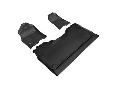 3D MAXpider KAGU Series All-Weather Custom Fit Front and Rear Floor Liners; Black (19-24 RAM 1500 Crew Cab w/ Front Bucket Seats)