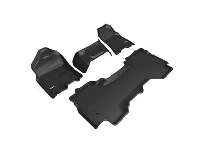 3D MAXpider KAGU Series All-Weather Custom Fit Front and Rear Floor Liners; Black (19-24 RAM 1500 Quad Cab w/ Front Bench Seat)