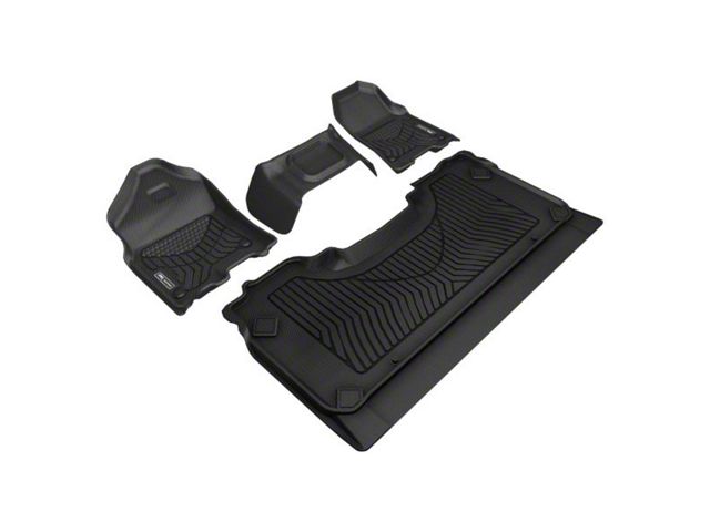 3D MAXpider Maxtrac Series All-Weather Custom Fit Front and Rear Floor Liners; Black (19-23 RAM 1500 Crew Cab w/ Front Bench Seat)