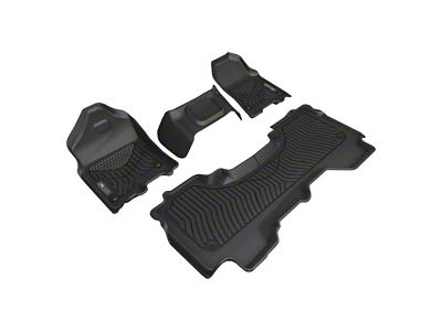 3D MAXpider Maxtrac Series All-Weather Custom Fit Front and Rear Floor Liners; Black (19-24 RAM 1500 Quad Cab w/ Front Bench Seat)