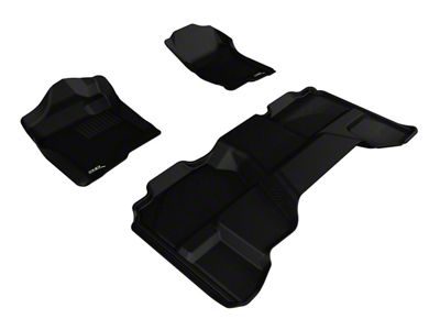 3D MAXpider KAGU Series All-Weather Custom Fit Front and Rear Floor Liners; Black (07-13 Sierra 1500 Extended Cab)