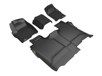 3D MAXpider KAGU Series All-Weather Custom Fit Front and Rear Floor Liners; Black (19-24 Sierra 1500 Crew Cab)