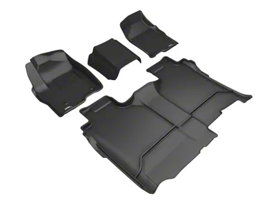 3D MAXpider KAGU Series All-Weather Custom Fit Front and Rear Floor Liners; Black (19-23 Sierra 1500 Crew Cab)