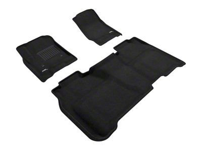 3D MAXpider Elegant Perfect Fit Carpet Front and Rear Floor Liners; Black (14-18 Sierra 1500 Crew Cab)