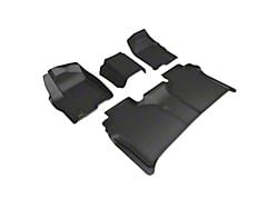 3D MAXpider KAGU Series All-Weather Custom Fit Front and Rear Floor Liners; Black (19-26 Sierra 1500 Crew Cab w/ Front Bench Seat & Rear Underseat Storage)