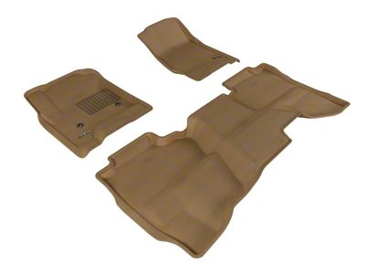 3D MAXpider KAGU Series All-Weather Custom Fit Front and Rear Floor Liners; Tan (14-18 Silverado 1500 Double Cab)