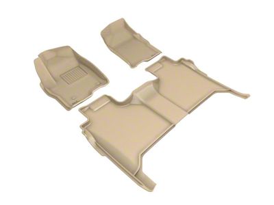 3D MAXpider KAGU Series All-Weather Custom Fit Front and Rear Floor Liners; Tan (19-25 Silverado 1500 w/ Front Bucket Seats)