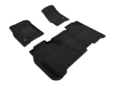 3D MAXpider Elegant Perfect Fit Carpet Front and Rear Floor Liners; Black (15-19 Silverado 3500 HD Crew Cab)