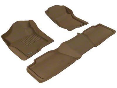 3D MAXpider KAGU Series All-Weather Custom Fit Front and Rear Floor Liners; Tan (07-14 Tahoe w/ 2nd Row Bench Seat)