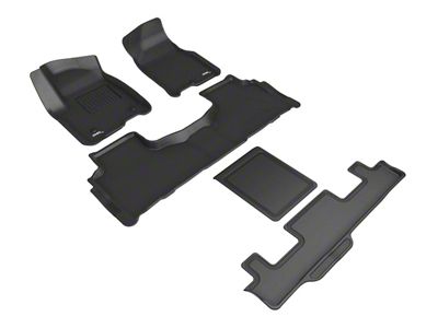 3D MAXpider KAGU Series All-Weather Custom Fit Front, Second Row and Third Row Floor Liners; Black (21-25 Tahoe w/ 2nd Row Bucket Seats)