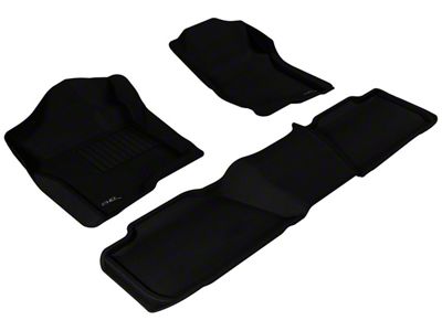 3D MAXpider KAGU Series All-Weather Custom Fit Front and Rear Floor Liners; Black (07-14 Yukon w/ 2nd Row Bench Seat)