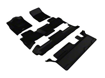 3D MAXpider KAGU Series All-Weather Custom Fit Front, Second Row and Third Row Floor Liners; Black (15-20 Yukon w/ 2nd Row Bench Seat)
