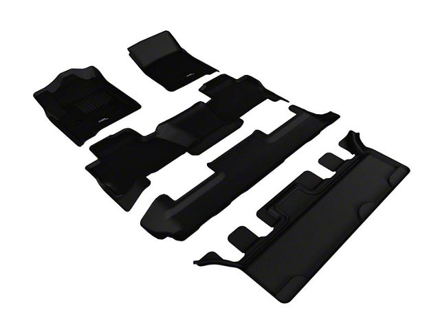 3D MAXpider KAGU Series All-Weather Custom Fit Front, Second Row and Third Row Floor Liners; Black (15-20 Yukon w/ 2nd Row Bucket Seats)