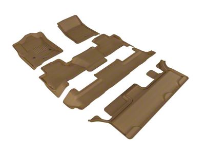 3D MAXpider KAGU Series All-Weather Custom Fit Front, Second Row and Third Row Floor Liners; Tan (15-20 Yukon w/ 2nd Row Bench Seat)