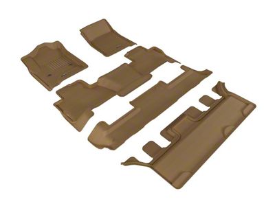 3D MAXpider KAGU Series All-Weather Custom Fit Front, Second Row and Third Row Floor Liners; Tan (15-20 Yukon w/ 2nd Row Bucket Seats)