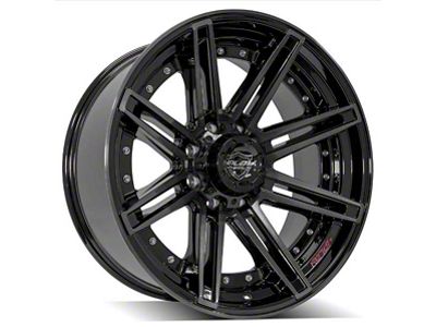 4Play 4P08 Gloss Black with Brushed Face 8-Lug Wheel; 22x10; -24mm Offset (01-06 Sierra 2500 HD)