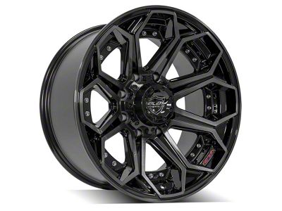 4Play 4P80R Gloss Black with Brushed Face 8-Lug Wheel; 20x10; -24mm Offset (01-06 Sierra 2500 HD)