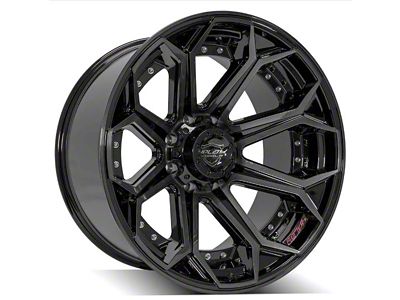4Play 4P80R Gloss Black with Brushed Face 8-Lug Wheel; 22x12; -44mm Offset (01-06 Silverado 2500 HD)