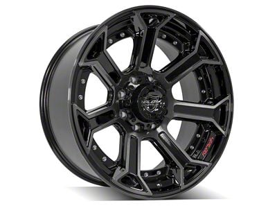 4Play 4P70 Gloss Black with Brushed Face 8-Lug Wheel; 22x10; -24mm Offset (03-09 RAM 2500)